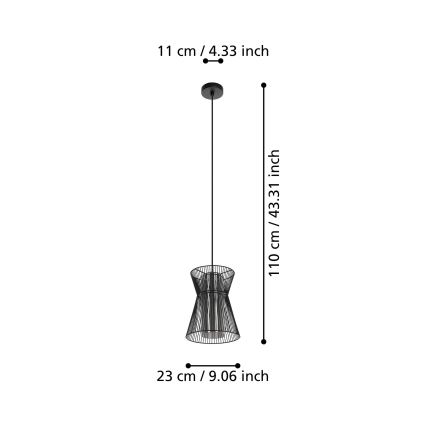 Eglo - Hanglamp aan koord 1xE27/40W/230V zwart