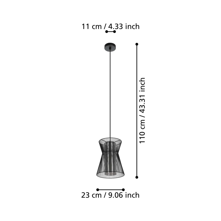 Eglo - Hanglamp aan koord 1xE27/40W/230V zwart