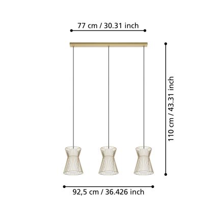 Eglo - Hanglamp aan een koord 3xE27/40W/230V goud