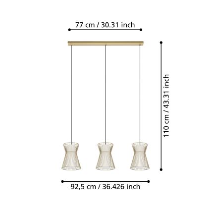 Eglo - Hanglamp aan een koord 3xE27/40W/230V goud