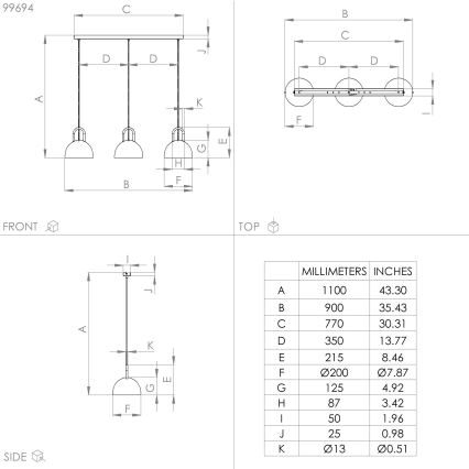 Eglo - Suspension filaire 3xE27/40W/230V noire