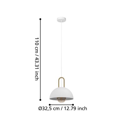 Eglo - Suspension filaire 1xE27/40W/230V blanche