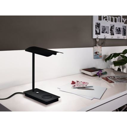 Eglo - Dimbare LED Tafel Lamp met Touch Besturing en Draadloos Opladen LED/5,8W/230V zwart