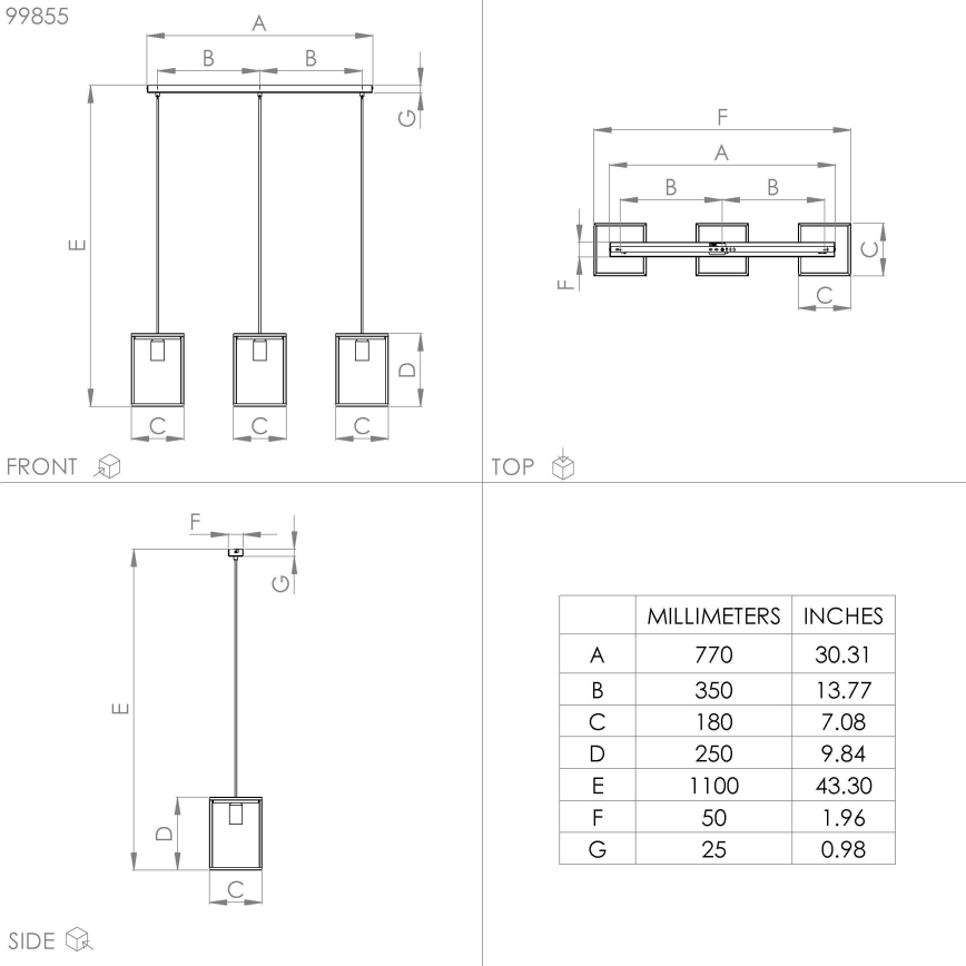 Eglo - Suspension filaire 3xE27/40W/230V