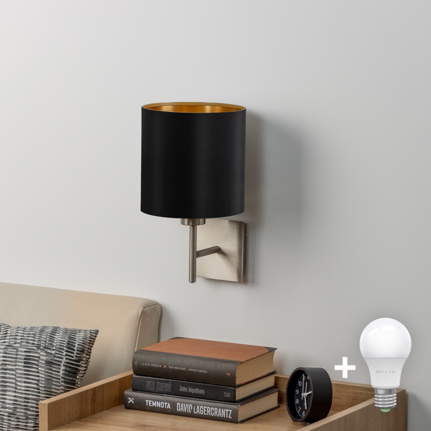 Eglo - Applique murale LED TUNJA 1xE27/60W/230V chrome mat/noir