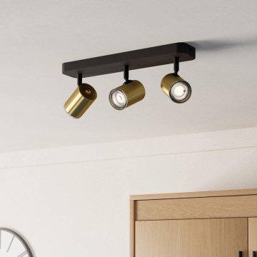 Eglo - Badkamer spot 3xGU10/5W/230V IP44 zwart/goud