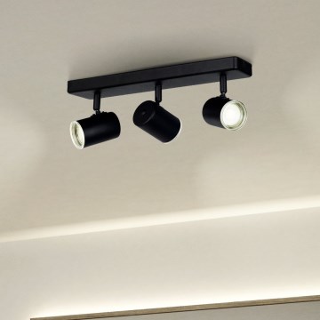 Eglo - Badkamer spot 3xGU10/5W/230V IP44 zwart