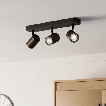 Eglo - Badkamer spotlamp 3xGU10/5W/230V IP44 zwart/bruin