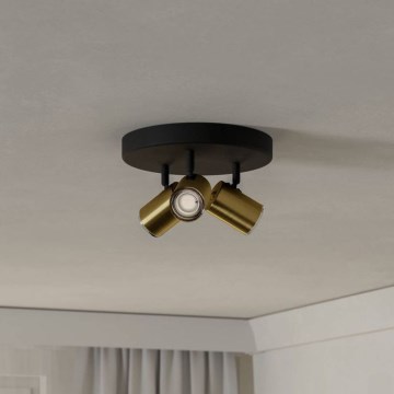 Eglo - Badkamerspot 3xGU10/5W/230V IP44 zwart/goud