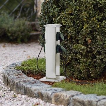 EGLO - Colonne de prise extérieur vert SCHUKO IP44