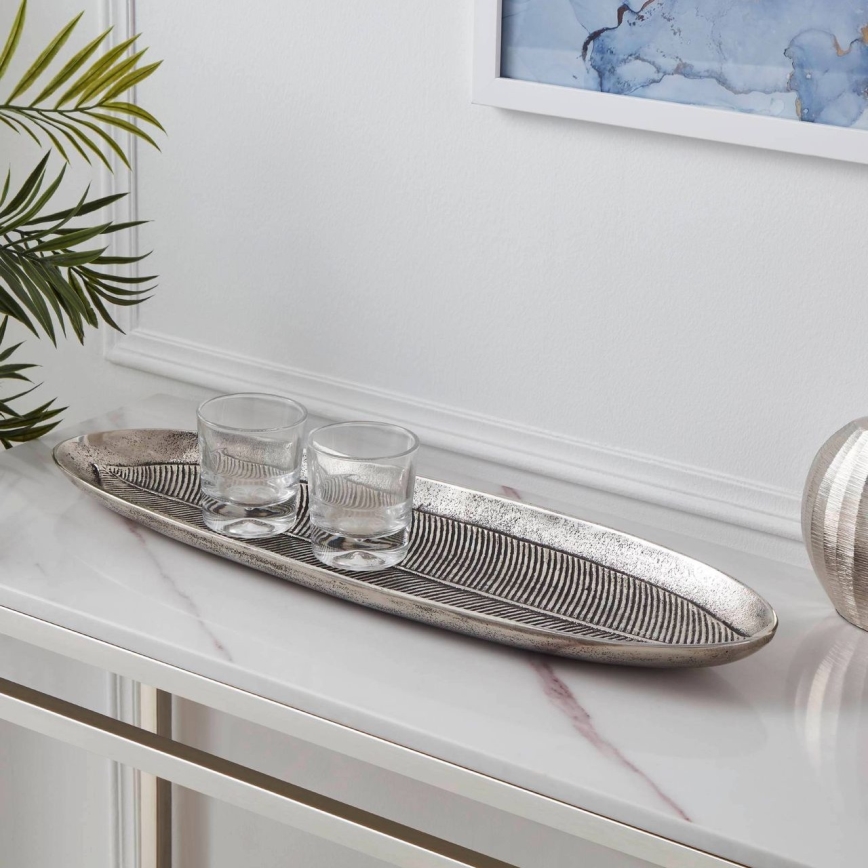 Eglo - Decoratief dienblad 16,5x54 cm zilver