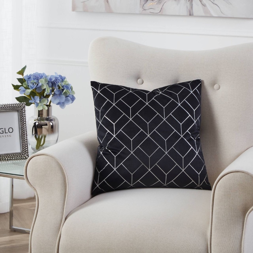 Eglo - Decoratief kussen 45x45 cm zwart/zilver