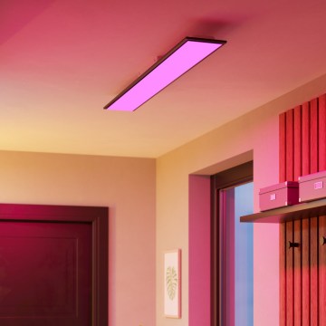 Eglo - Dimbaar RGBW LED-opbouwpaneel, 28 W, 230 V, 2700–6500 K, 120×15 cm, zwart