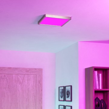 Eglo - Dimbare LED RGBW plafondlamp voor de badkamer LED/13,5W/230V 2700-6500K 29,5x29,5 cm IP44 mat chroom