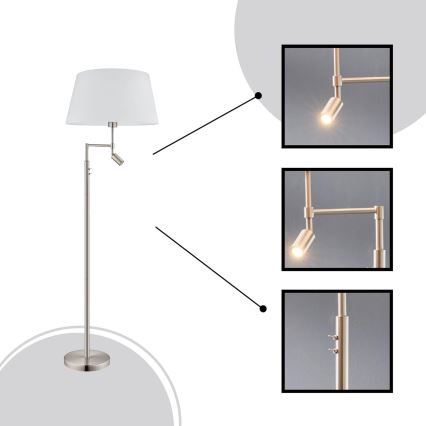 Eglo/Edi Lamp - Staande LED Lamp SANTANDER 1xE27/11W/230V + LED/2,3W mat chroom