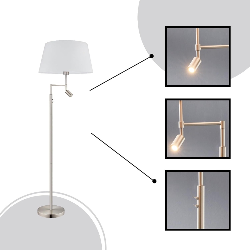 Eglo/Edi Lamp - Staande LED Lamp SANTANDER 1xE27/11W/230V + LED/2,3W mat chroom