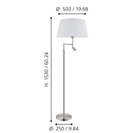 Eglo/Edi Lamp - Staande LED Lamp SANTANDER 1xE27/11W/230V + LED/2,3W mat chroom