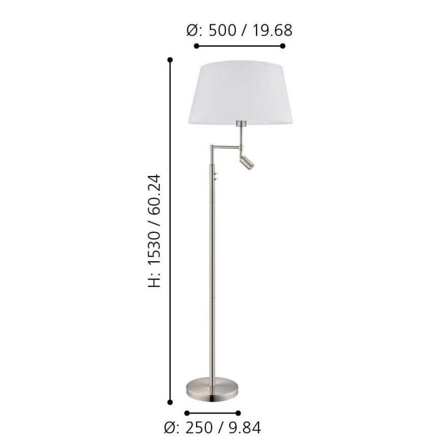 Eglo/Edi Lamp - Staande LED Lamp SANTANDER 1xE27/11W/230V + LED/2,3W mat chroom