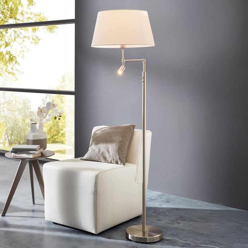 Eglo/Edi Lamp - Staande LED Lamp SANTANDER 1xE27/11W/230V + LED/2,3W mat chroom