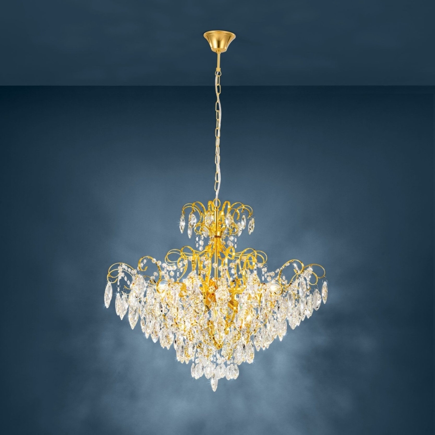 Eglo - Hanglamp aan een ketting 9xE14/25W/230V goud