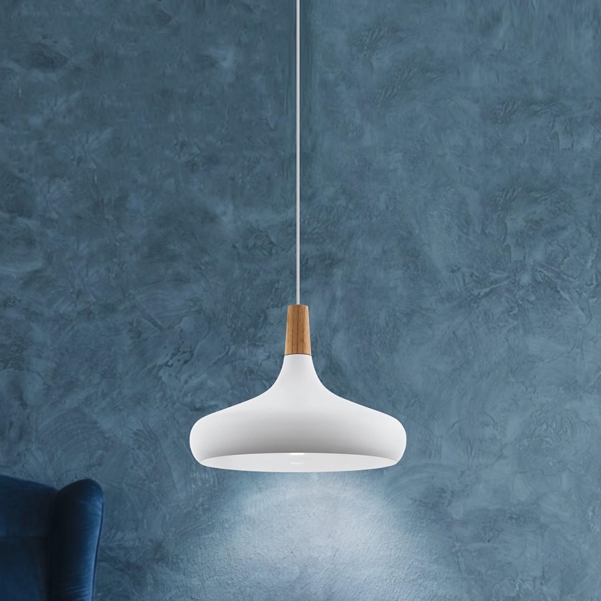 Eglo - Hanglamp aan een koord 1xE27/40W/230V diameter 40 cm wit - FSC gecertificeerd