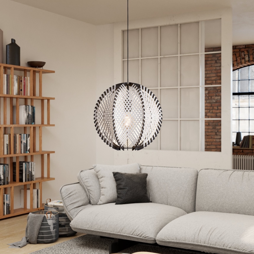 Eglo - Hanglamp aan een koord 1xE27/40W/230V diameter 40 cm wit/zwart
