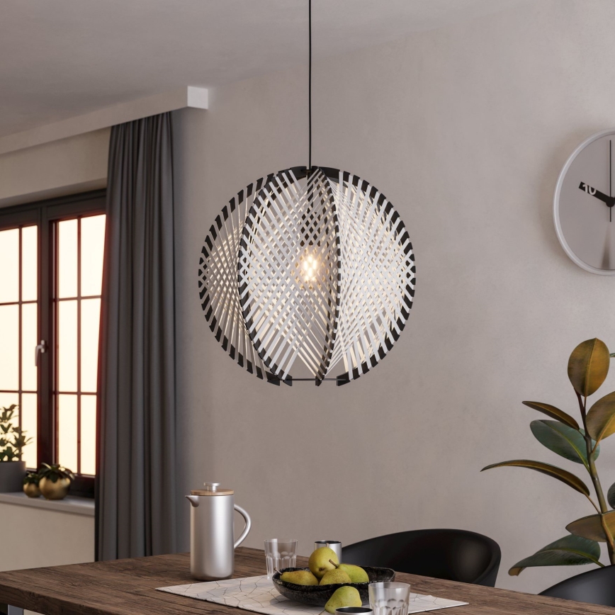 Eglo - Hanglamp aan een koord 1xE27/40W/230V diameter 48 cm wit/zwart