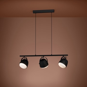 Eglo - Hanglamp aan een koord 3xE27/28W/230V zwart
