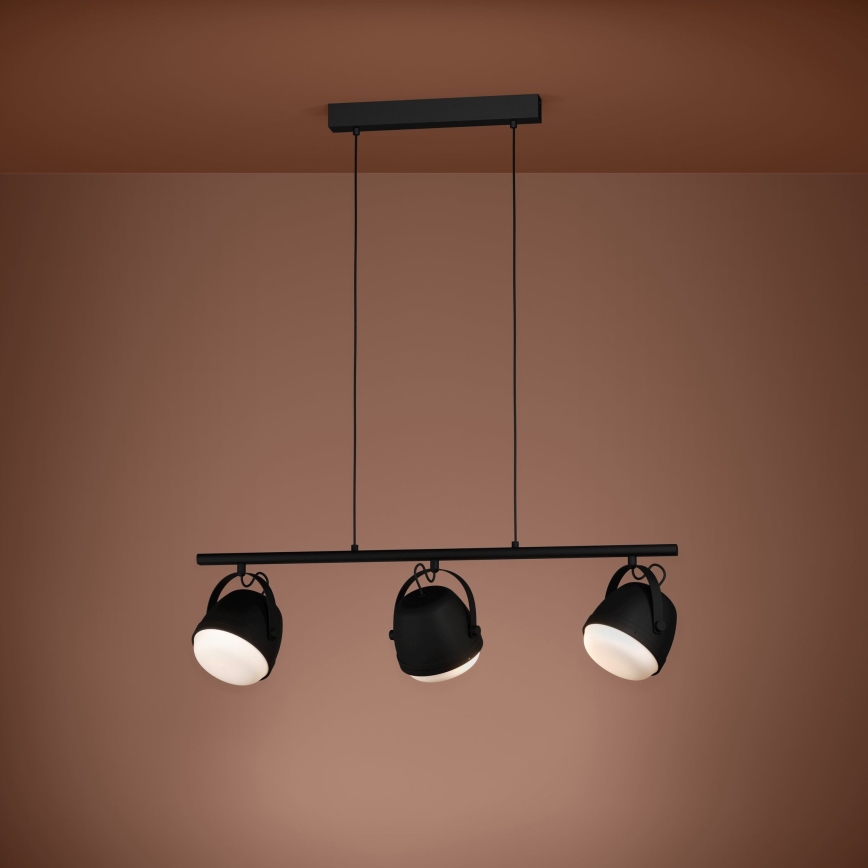 Eglo - Hanglamp aan een koord 3xE27/28W/230V zwart