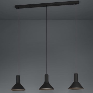 Eglo - Hanglamp aan een koord 3xE27/28W/230V zwart
