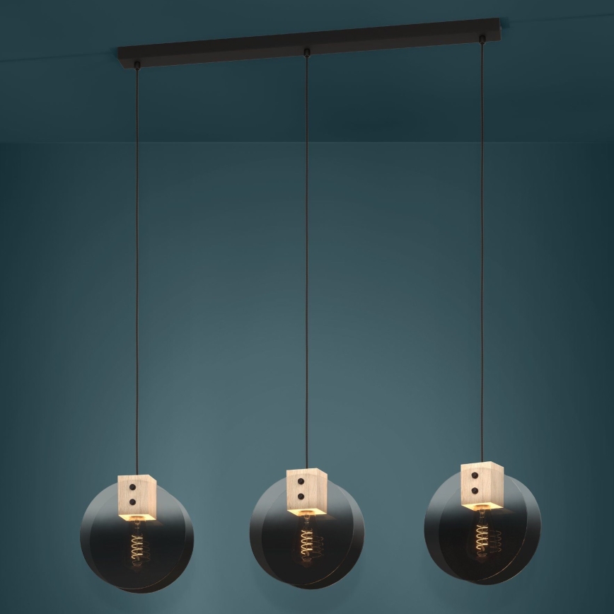 Eglo - Hanglamp aan een koord 3xE27/40W/230V gerookt