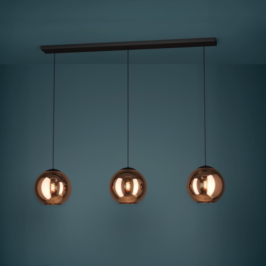 Eglo - Hanglamp aan een koord 3xE27/40W/230V koper