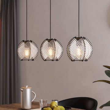 Eglo - Hanglamp aan een koord 3xE27/40W/230V wit/zwart