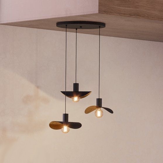 Eglo - Hanglamp aan een koord 3xE27/40W/230V zwart/goud