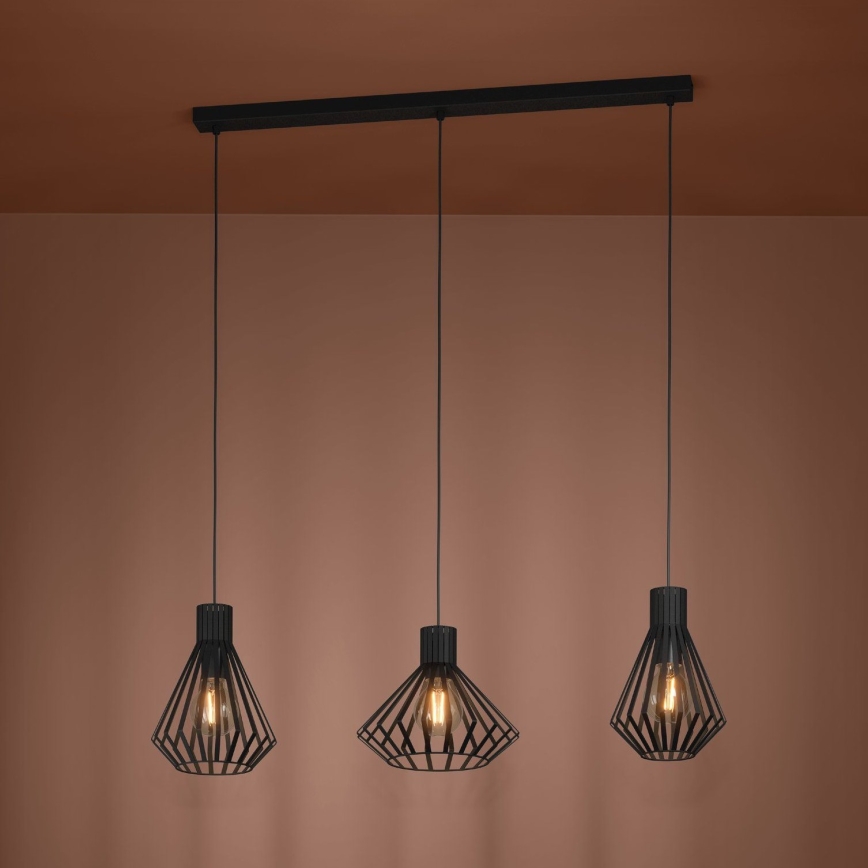 Eglo - Hanglamp aan een koord 3xE27/40W/230V zwart