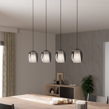 Eglo - Hanglamp aan een koord 4xE27/28W/230V grijs