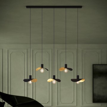 Eglo - Hanglamp aan een koord 5xE27/40W/230V zwart/goud