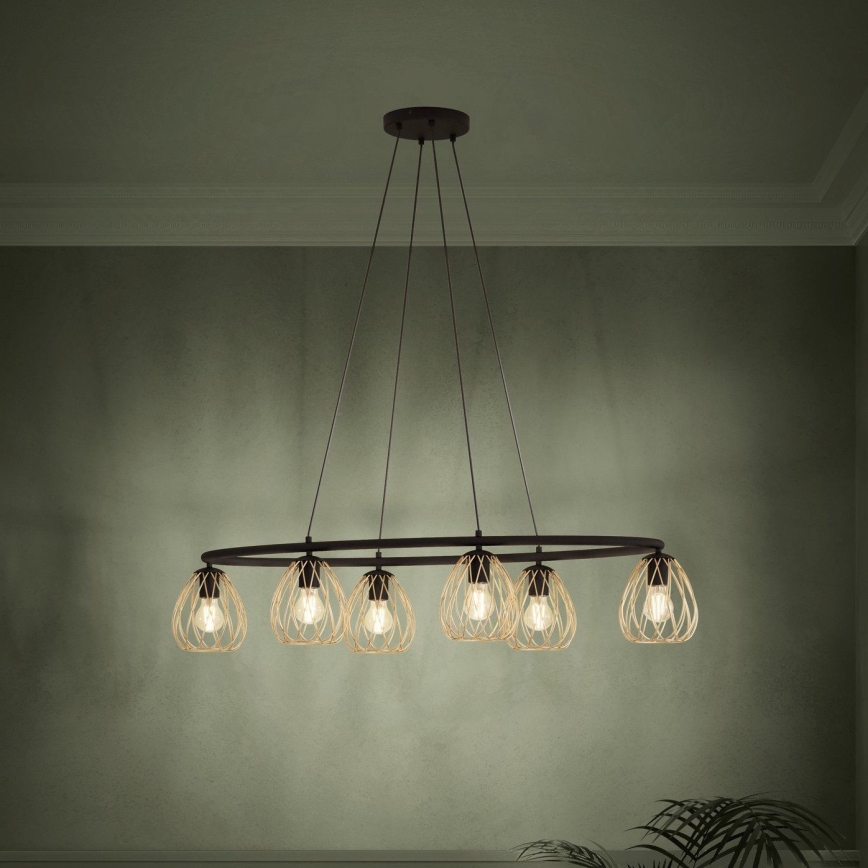 Eglo - Hanglamp aan een koord 6xE27/40W/230V zwart/goud