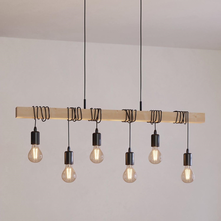 Eglo - Hanglamp aan een koord TOWNSHEND 6xE27/60W/230V - FSC gecertificeerd