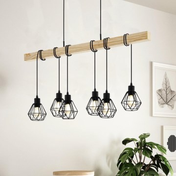 Eglo - Hanglamp aan een koord TOWNSHEND 6xE27/60W/230V - FSC gecertificeerd