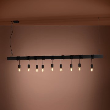 Eglo - Hanglamp aan een koord TOWNSHEND 9xE27/40W/230V zwart
