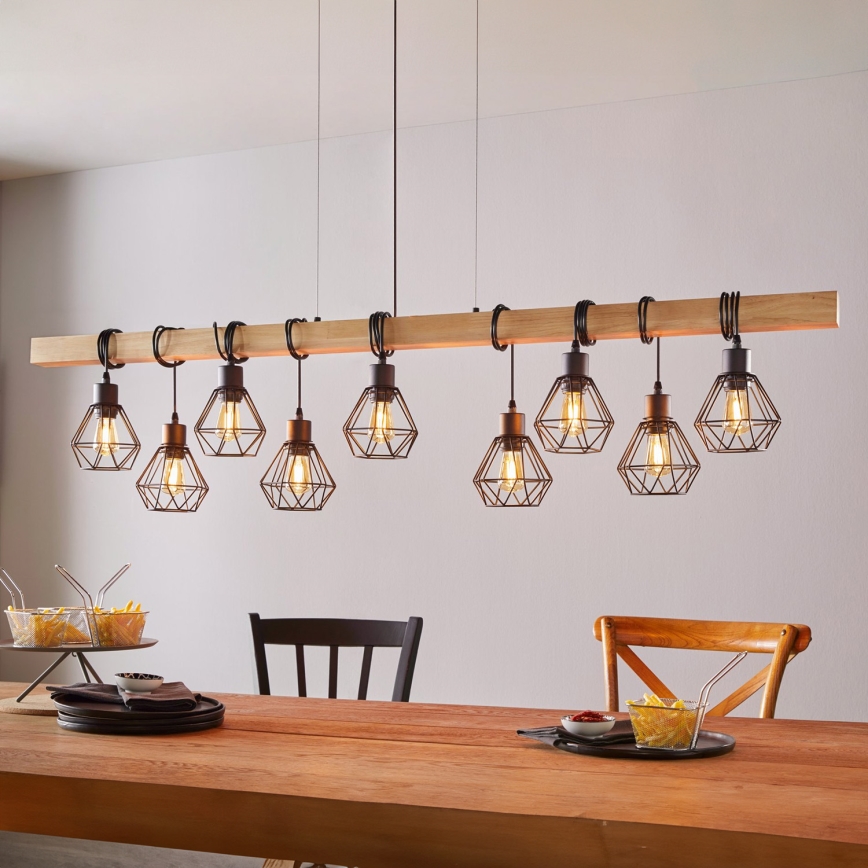 Eglo - Hanglamp aan een koord TOWNSHEND 9xE27/60W/230V - FSC gecertificeerd