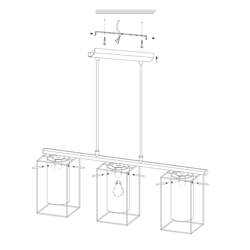 Eglo - Hanglamp LONCINO 3x E27 / 60W / 230V