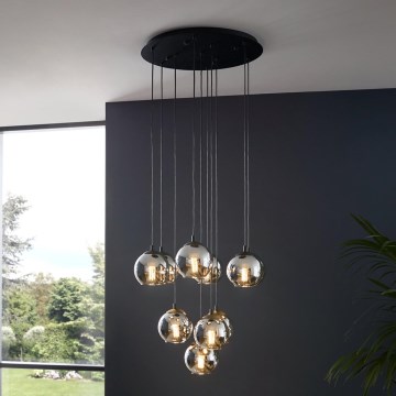 Eglo - Hanglamp met kabel 10xE27/40W/230V zwart/glanzend chroom
