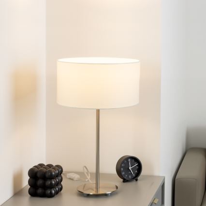 Eglo - Lampe de table LED TUNJA 1xE27/60W/230V 38,5 cm chrome mat/blanc