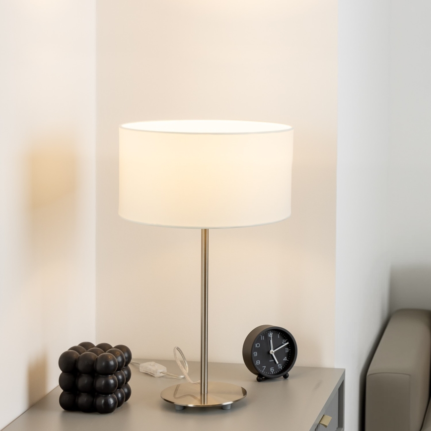 Eglo - Lampe de table LED TUNJA 1xE27/60W/230V 38,5 cm chrome mat/blanc