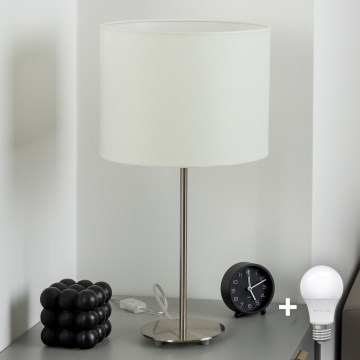 Eglo - Lampe de table LED TUNJA 1xE27/60W/230V 38,5 cm chrome mat/blanc