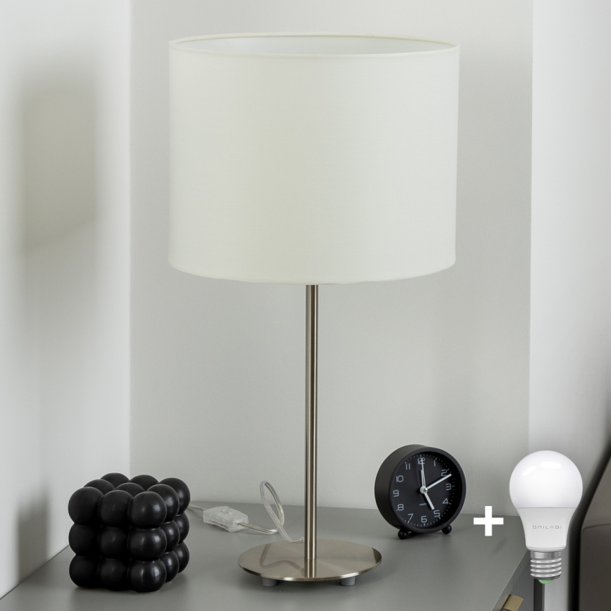 Eglo - Lampe de table LED TUNJA 1xE27/60W/230V 38,5 cm chrome mat/blanc