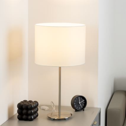 Eglo - Lampe de table LED TUNJA 1xE27/60W/230V 38,5 cm chrome mat/blanc