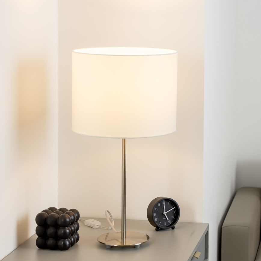 Eglo - Lampe de table LED TUNJA 1xE27/60W/230V 38,5 cm chrome mat/blanc